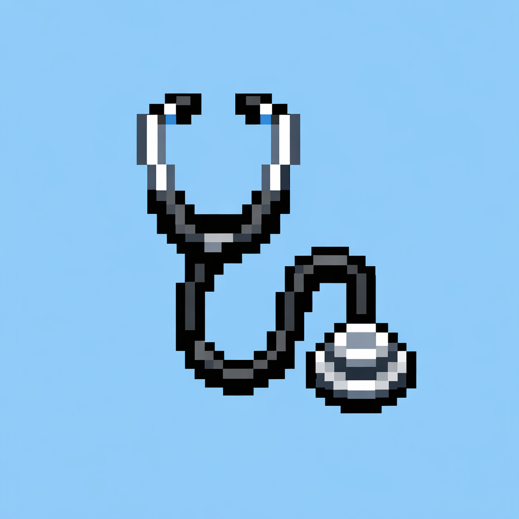 Pixelated Stethoscope on Light Blue Background
